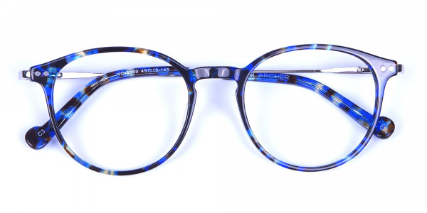 Ocean Blue Tortoise Glasses in Round -5