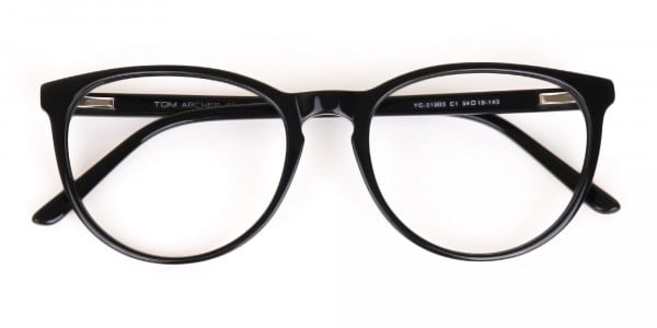 Black Acetate Round Eyeglasses Frame Unisex-6