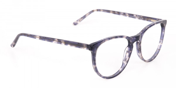 Dusty Blue Tortoise Acetate Round Glasses Frame-2