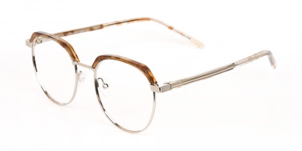 Brown, Honey Tortoise & Silver Browline Glasses-3