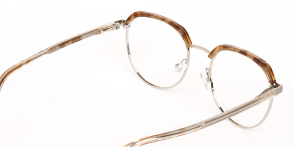 Brown, Honey Tortoise & Silver Browline Glasses-5