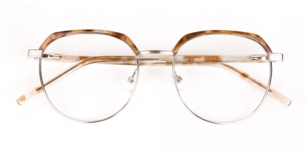 Brown, Honey Tortoise & Silver Browline Glasses-7