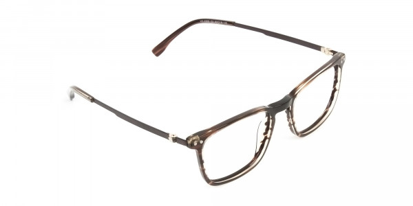 Rectangular Hazelnut Brown Designer Striped Eyeglasses - 2