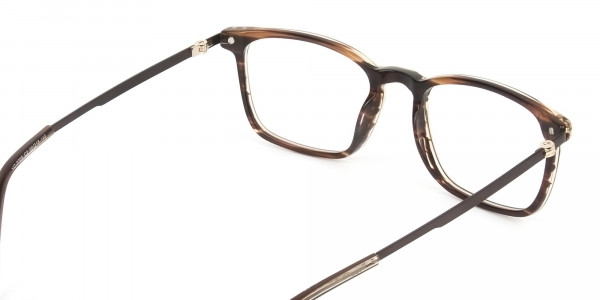 Rectangular Hazelnut Brown Designer Striped Eyeglasses - 5