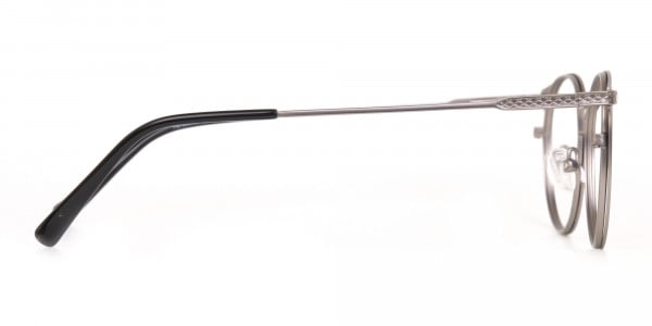 Matte Hunter Green Gunmetal Round Glasses Unisex -4