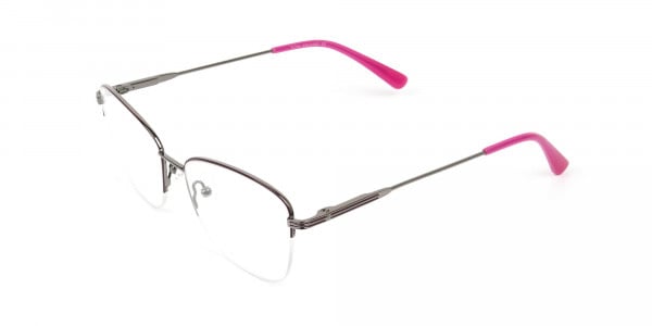Purple Burgundy Gunmetal Half Cat Eye Glasses - 3