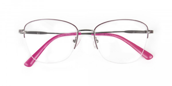 Purple Burgundy Gunmetal Half Cat Eye Glasses - 6