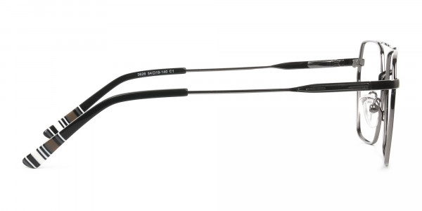 Hipster Geometric Black & Gunmetal Thin Metal Frame Glasses - 4