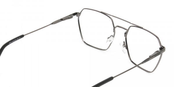 Hipster Geometric Black & Gunmetal Thin Metal Frame Glasses - 5