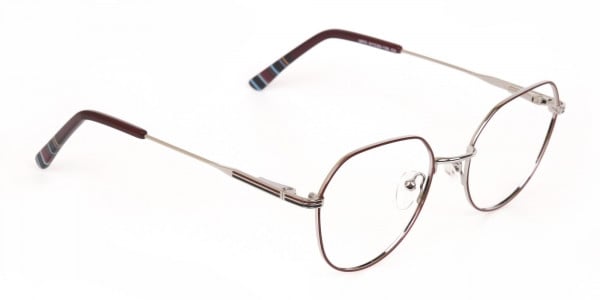 Red, Burgundy & Silver Wayfarer Metal Glasses-2