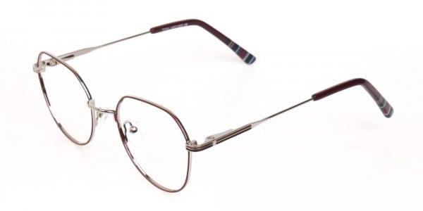 Red, Burgundy & Silver Wayfarer Metal Glasses-3
