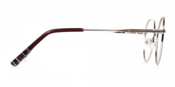 Red, Burgundy & Silver Wayfarer Metal Glasses-4