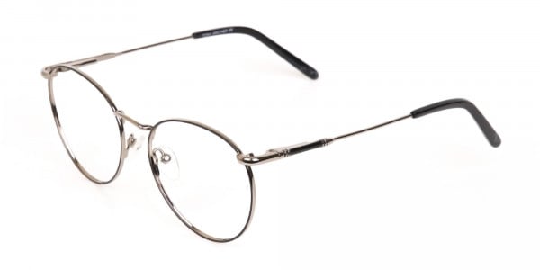 Black & Silver Round Metal Glasses Unisex-3