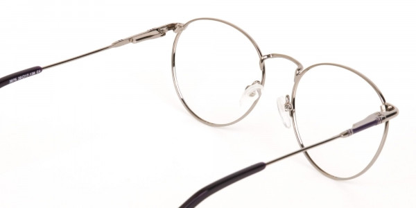 Raisin Purple & Silver Round Glasses in Metal -5