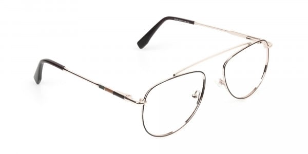 Gold & Brown Thin Metal Aviator Glasses - 2