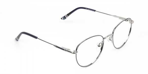 Lightweight Silver & Royal Blue Round Spectacles - 2