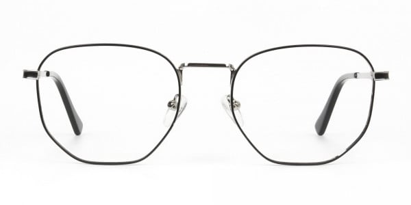 Lightweight Black & Silver Geometric Glasses - 1