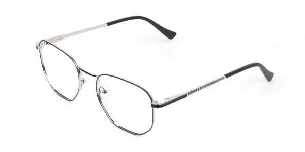 Lightweight Black & Silver Geometric Glasses - 3