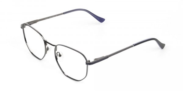 Lightweight Silver & Blue Geometric Glasses - 3