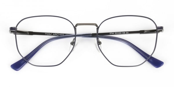 Lightweight Silver & Blue Geometric Glasses - 6