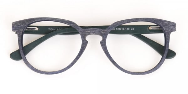 Dusty Green and Blue Round Wood Glasses Unisex-6