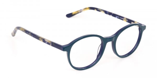 Turquoise Round Glasses With Blue & Green Tortoise-2
