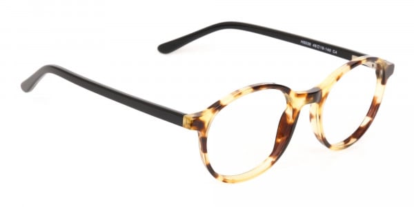 Tortoise and Black Round Eyeglasses Frame Unisex-2