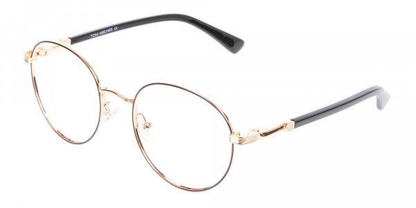 Round Gold Metal Eyeglasses Frame - 3