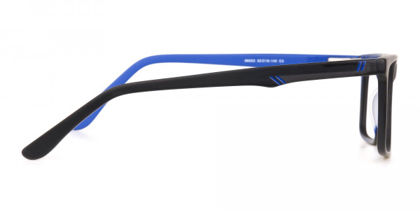 Designer Matte Black & Silver Blue Glasses Unisex-4