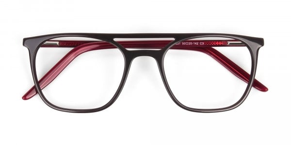 Dark Brown & Red Aviator Spectacles  - 6