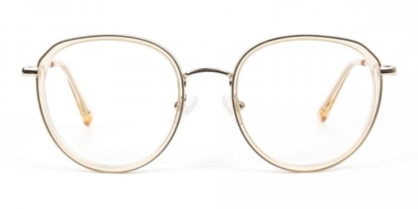 Rose Gold Thick Metal Round  Glasses - 1