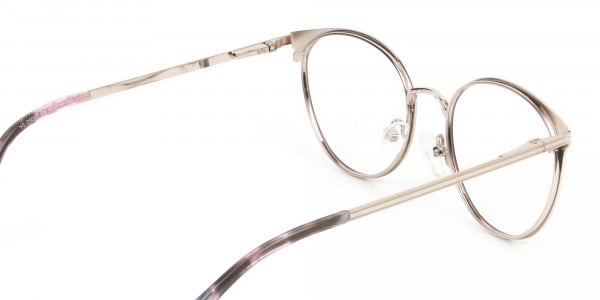 Silver Burgundy Red Spectacle Frames in Round - 5