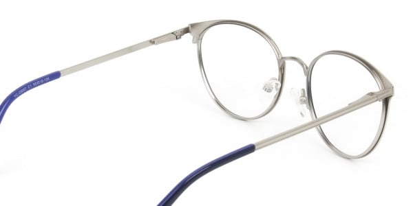 Navy Blue and Silver Round Glasses Frames Men Women - 5
