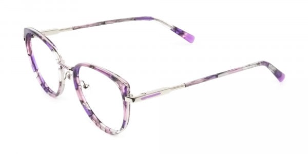 Purple Tortoise Cat-Eye Round Glasses - 2