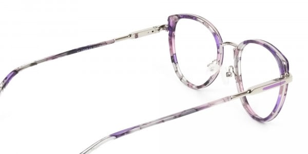 Purple Tortoise Cat-Eye Round Glasses - 5