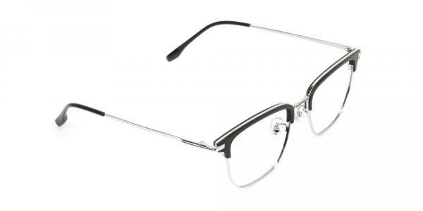 Wayfarer Browline Black & Silver Large Frame Glasses - 2