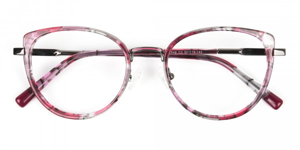 Red Tortoise Cat-Eye Glasses in Round - 6