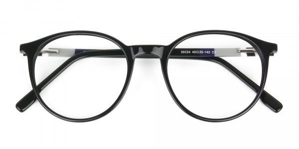 Designer Black Acetate Eyeglasses in Round Men Women - 6