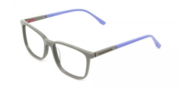 Sporty Casual Rectangular Blue & Grey Frame Glasses - 3