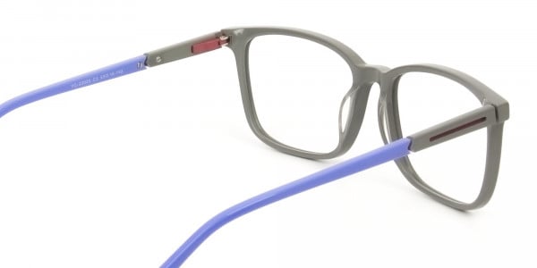Sporty Casual Rectangular Blue & Grey Frame Glasses - 5