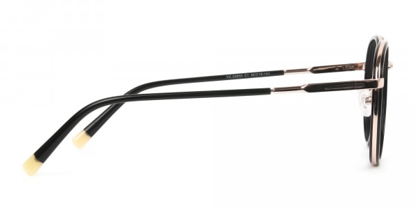 Black and Rose Gold Eyeglasses in Round - 4