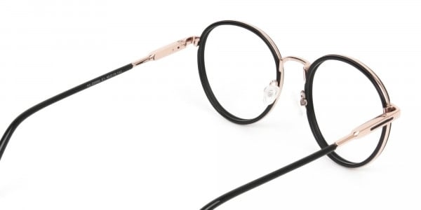 Black and Rose Gold Eyeglasses in Round -5