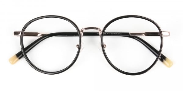 Black and Rose Gold Eyeglasses in Round -7