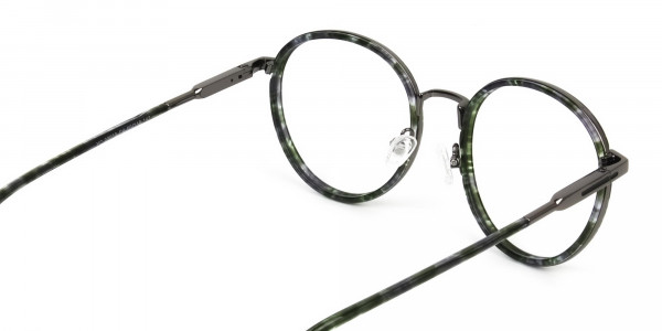 Hunter Green Tortoise Gumetal Glasses in Round - 5