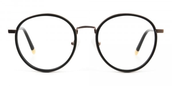 Black and Rose Gold Eyeglasses in Round - 1