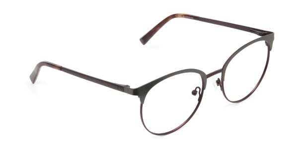 Brown & Gunmetal Clubmaster Glasses in Round - 2