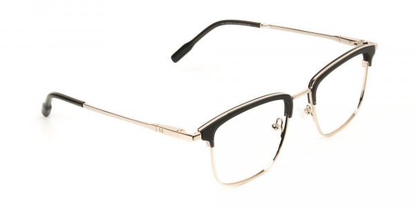 Shining Black and Gold Glasses in Browline Square - 2