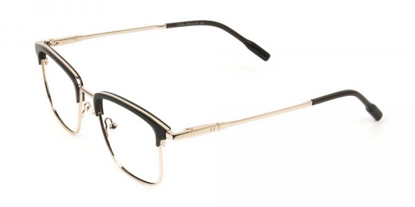 Shining Black and Gold Glasses in Browline Square - 3