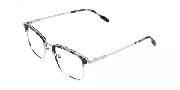 Grey Tortoise and Silver Glasses in Browline & Square  - 3