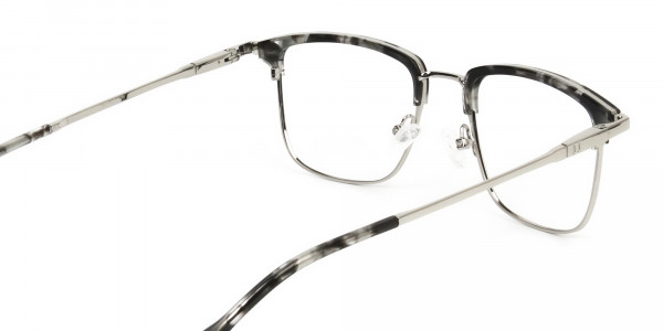 Grey Tortoise and Silver Glasses in Browline & Square  - 5